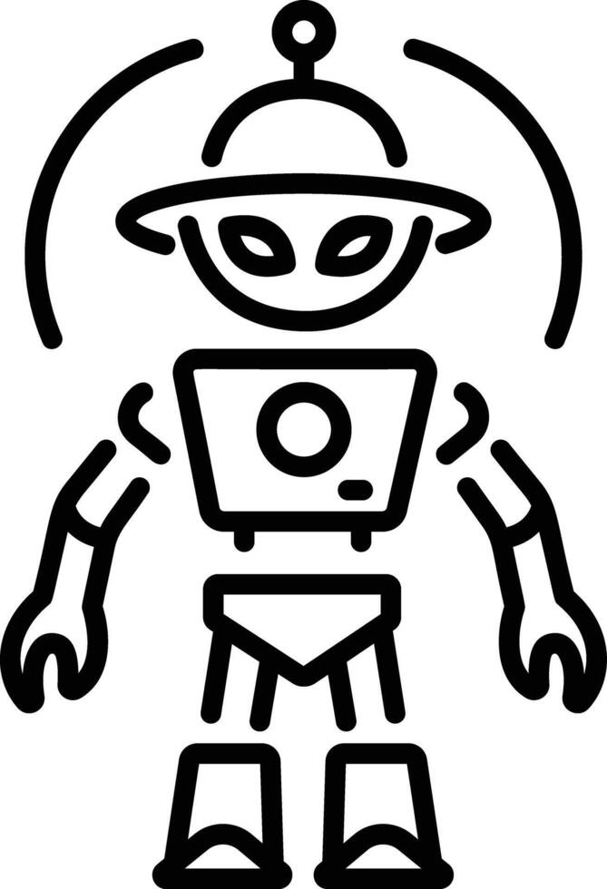 Alien robot icon in linear style vector