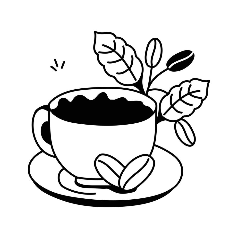Coffee cup, hot beverage, tea cup with steam design. vector