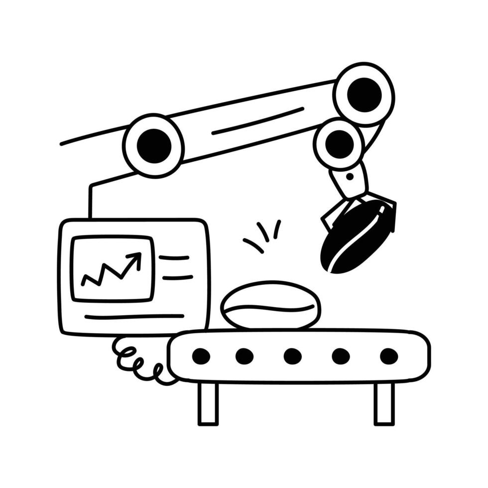 An automated conveyor belt system for coffee beans vector