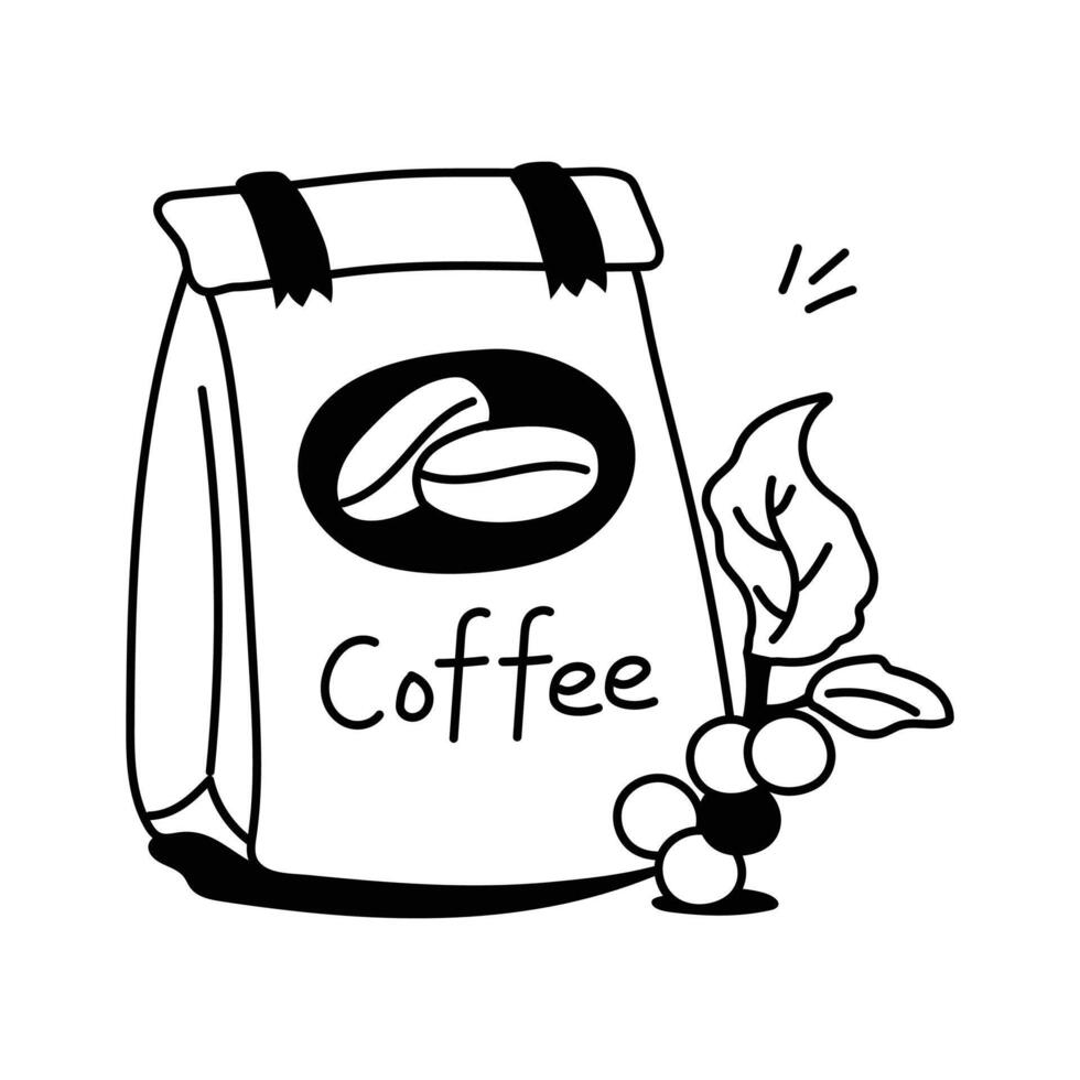 An amazing icon of coffee bag in modern style, premium . vector