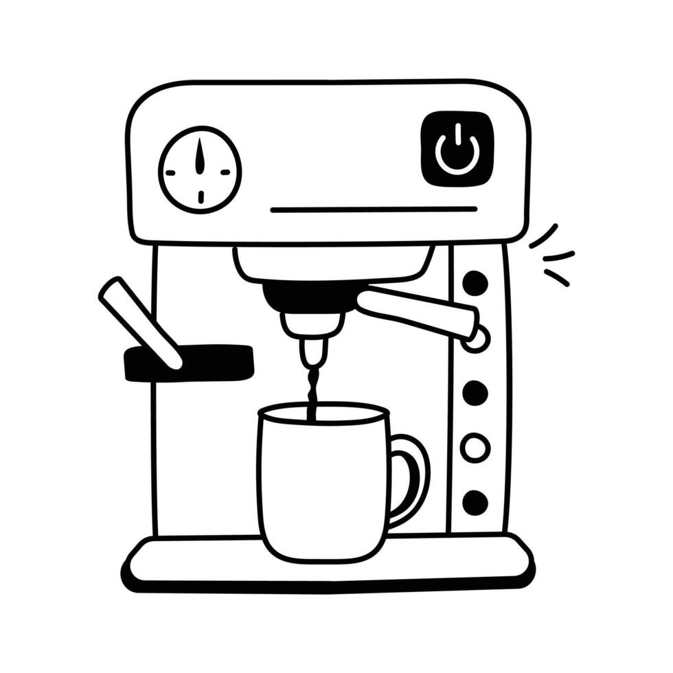 A coffee machine icon depicting an appliance that brews espresso, cappuccino, or drip coffee beverages automatically, vector