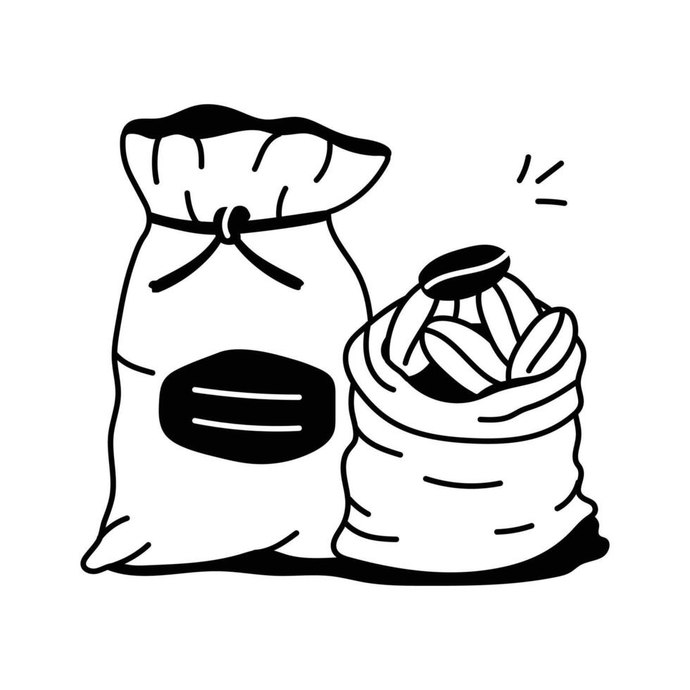 Sack of coffee beans, premium quality design vector