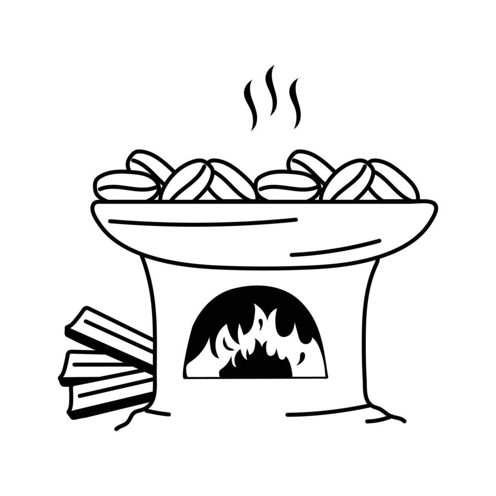 Drying coffee beans to remove moisture during processing vector