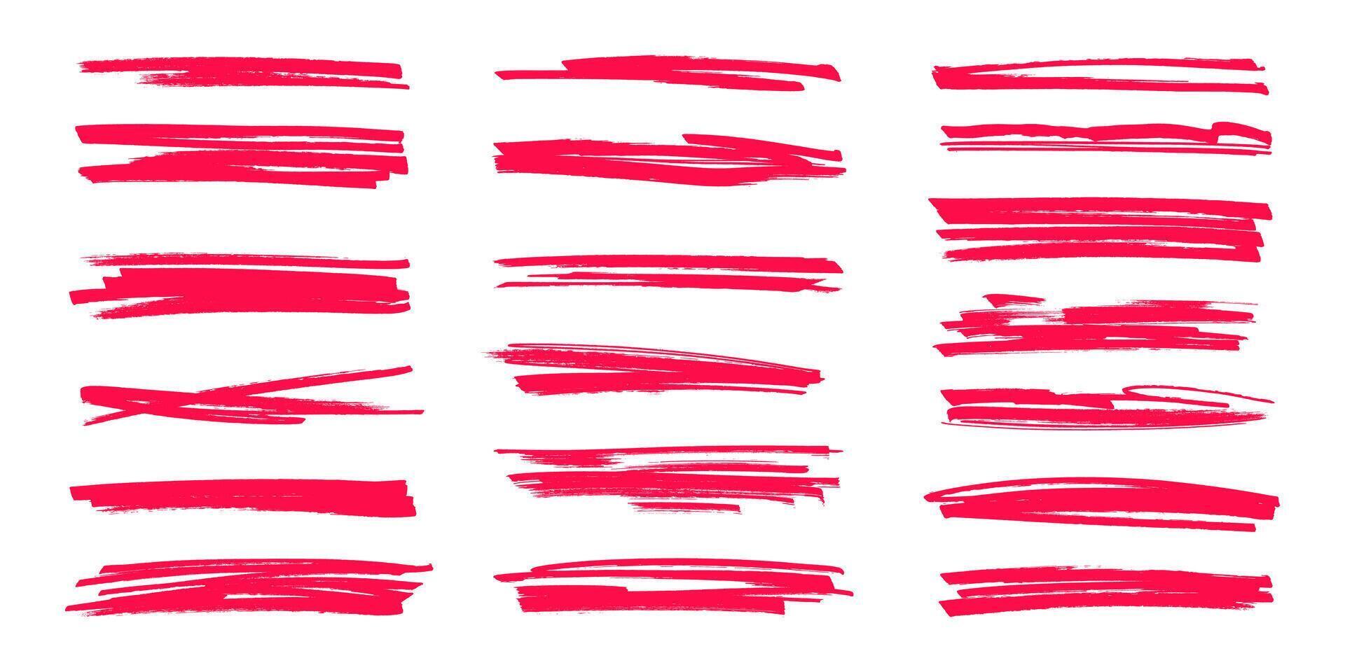 Collection of Hand Drawn Grunge Brush Strokes and Pencil Lines. Creative brush lines with rough edges. Abstract freehand doodle line borders. Highlight splashes vector
