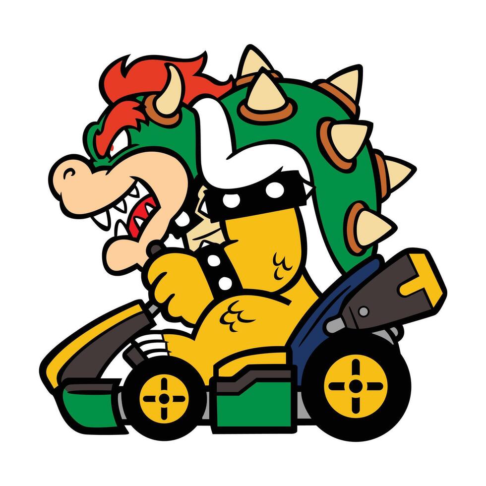 Bowser kart from Mario Kart vector