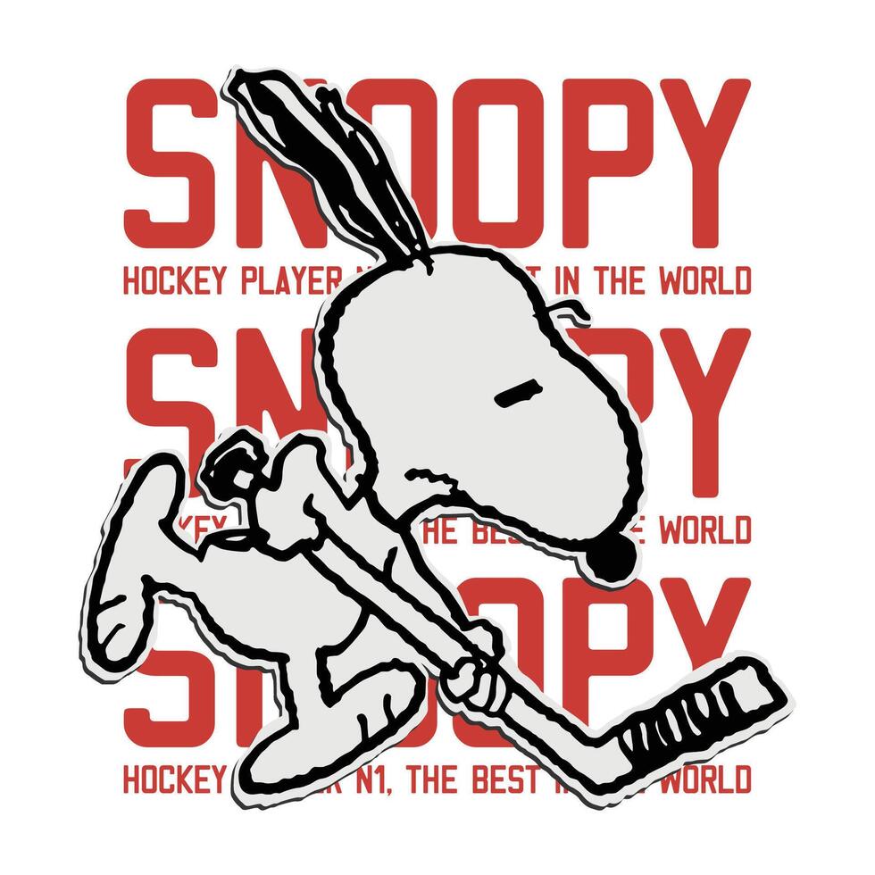 Snoopy Playing Hockey vector