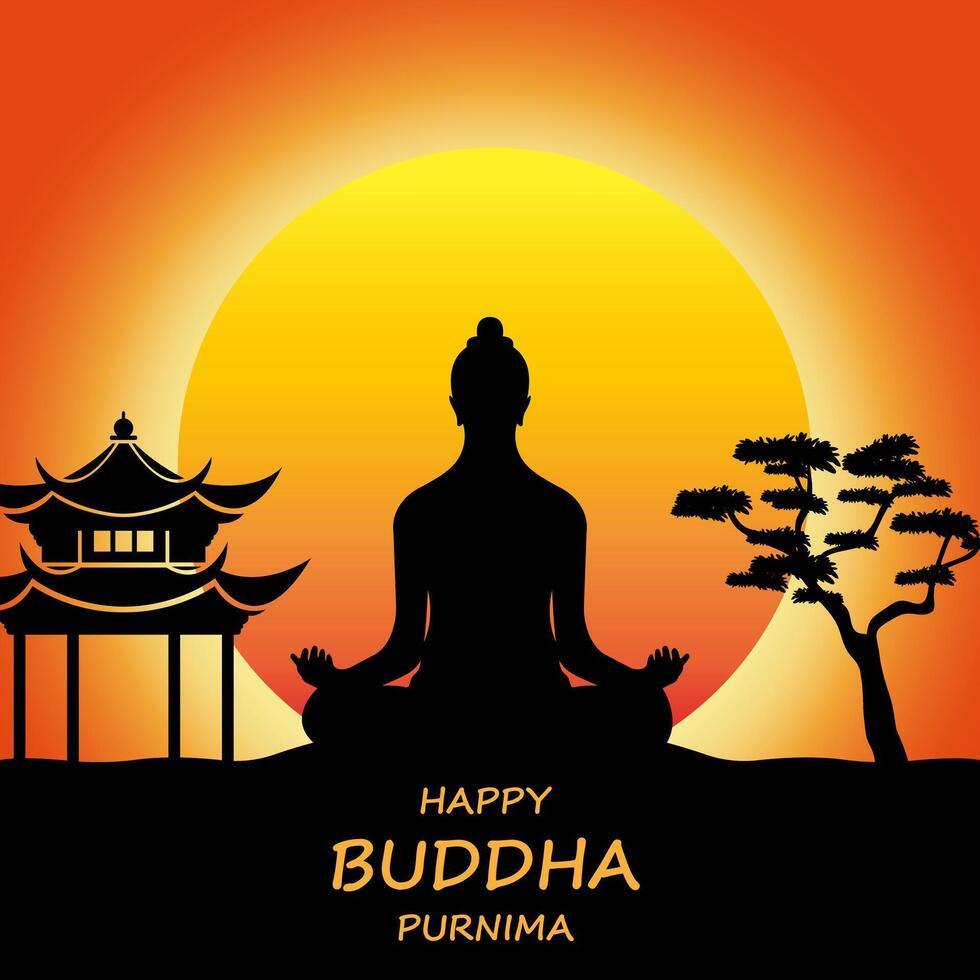 Happy Buddha purnima Post and Greeting Card Design vector