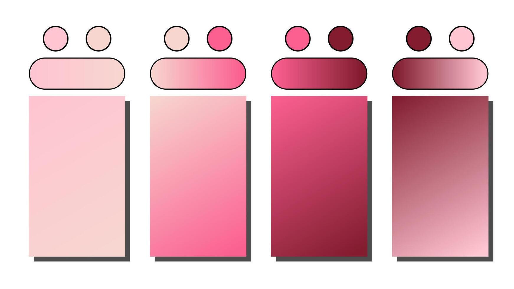 Set of gradient background. Cover set design with Rose Quartz, Scallop Seashell, Hot Pink, Rose Red color. Beautiful abstract gradient for covers, wallpapers, branding, business cards illustration vector