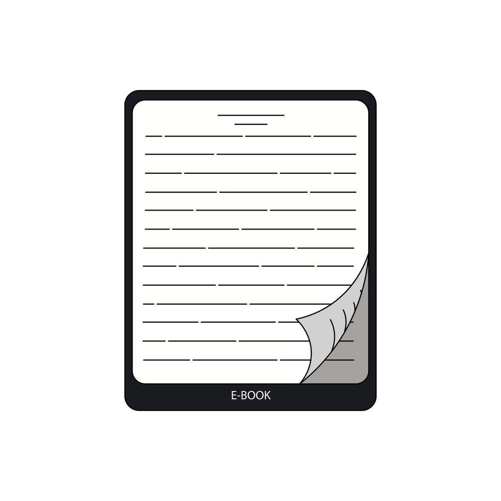 Illustration of an E-Book Reader with a Page Turn Effect vector