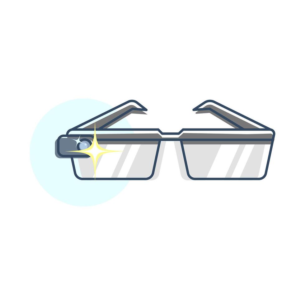 a futuristic smart glasses. has a sleek design with a transparent lens and a small camera or sensor on the frame. deals with technology, virtual reality, wearable devices, and the future of computing vector