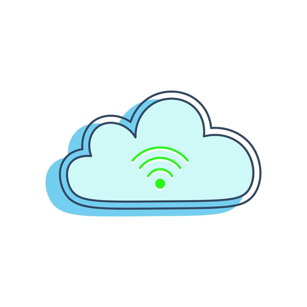 stylized cloud icon with wifi signal symbol. This icon represents cloud computing and internet connectivity, relevant to the theme of technology, networking and digital communications. vector