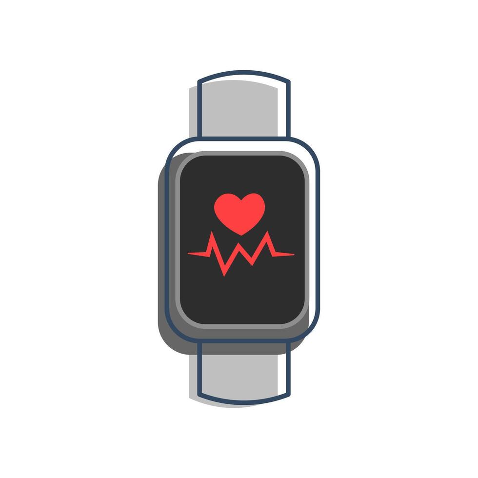 Smart watch with heart rate monitor, represents a health monitoring device. suitable for content related to health technology, fitness tracking, and wearable health devices vector