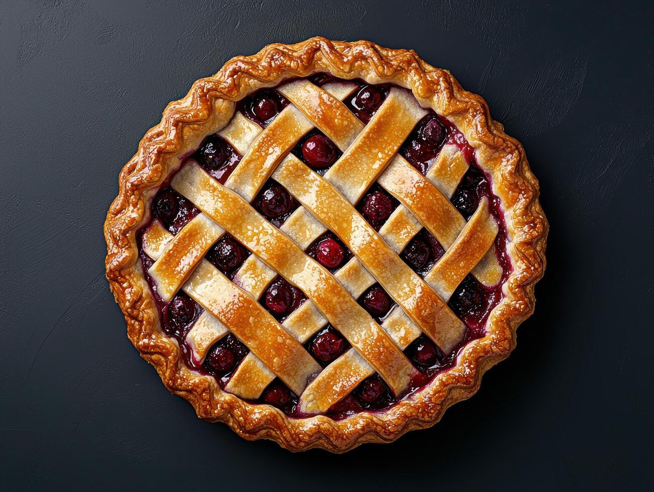 A delicious Homemade Cherry Pie with a Lattice Crust photo