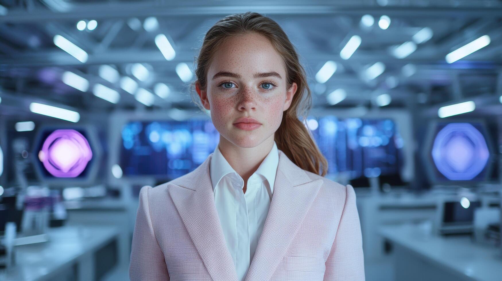 Young female professional in modern office setting photo