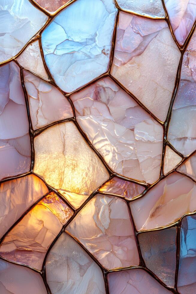 Abstract background of colorful stained glass mosaic photo