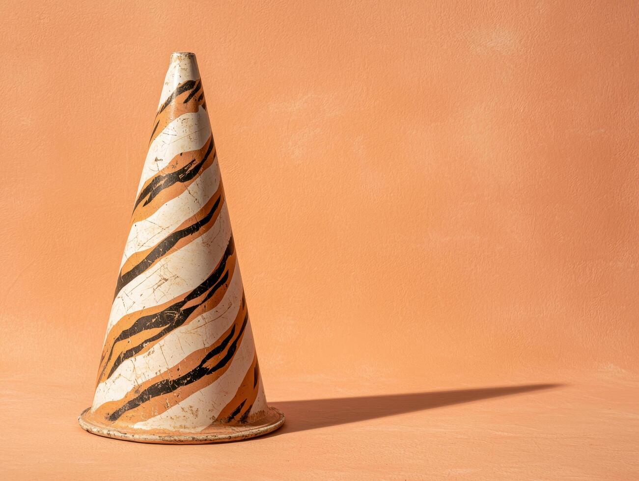 Vintage striped cone on peach background photo
