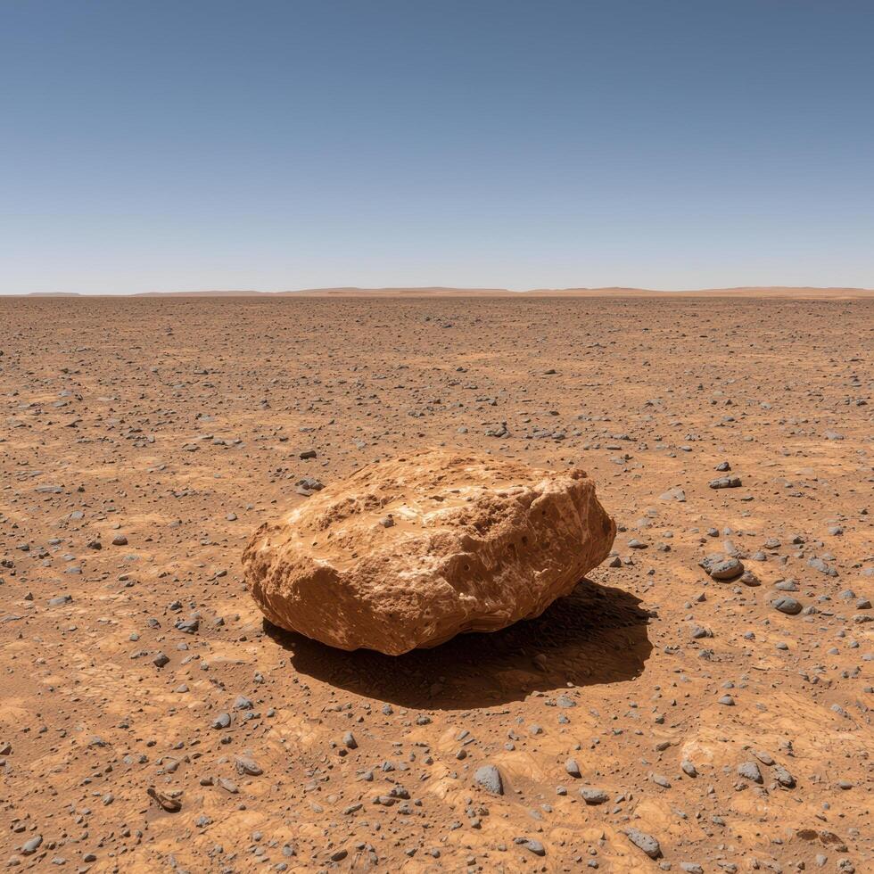 Single rock in the middle of a desert landscape photo