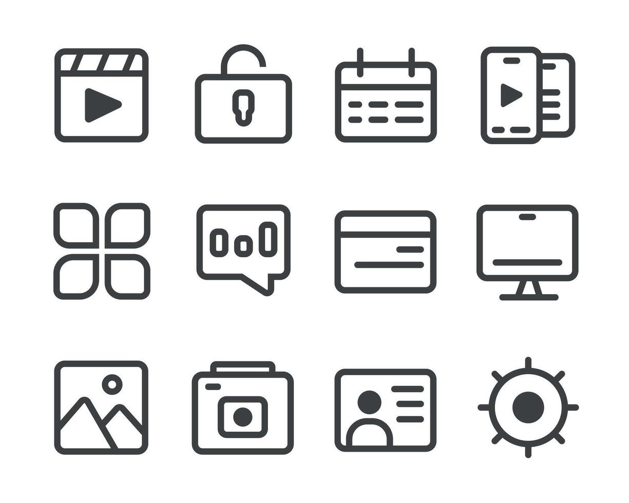 set of media player icons vector