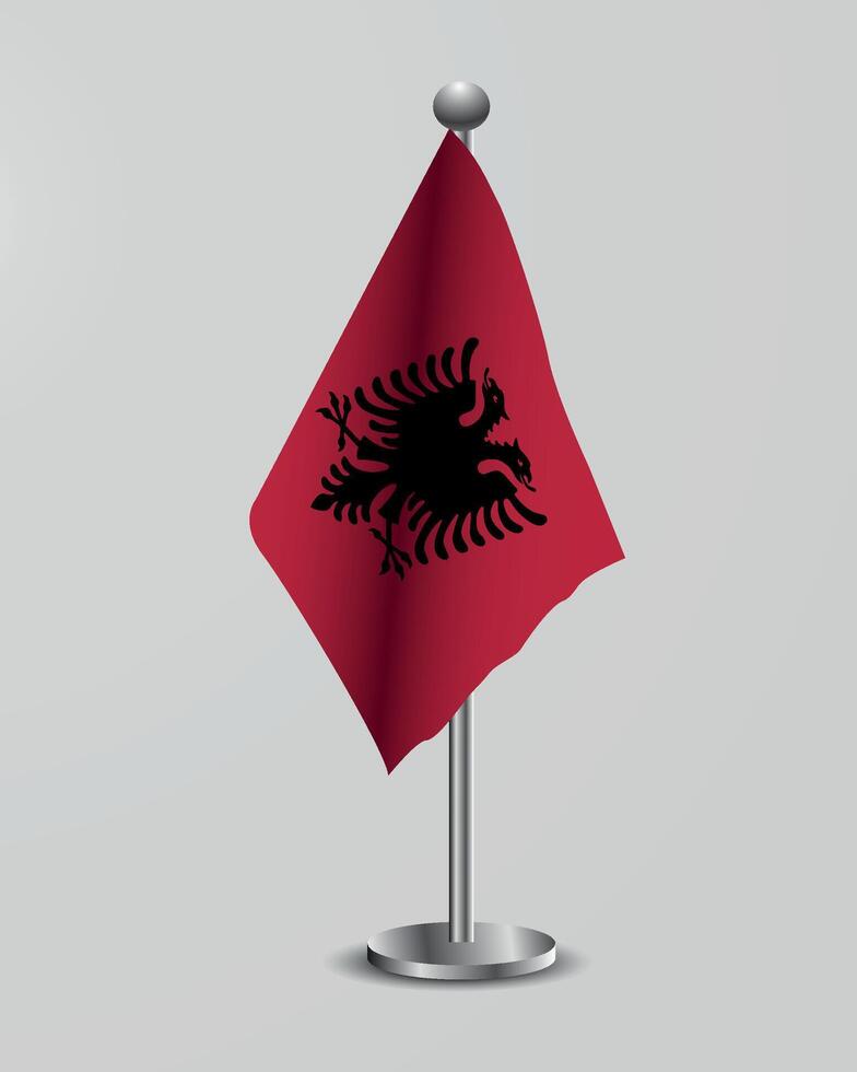 albania flag on a metal stand for official meetings, conferences, official events and international events of the country. vector