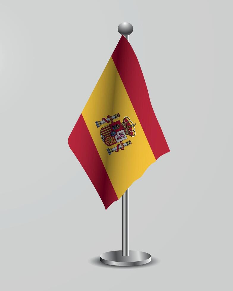spain flag on a metal stand. Spain National Flag on Stand. Moldova flag hanging on a flagpole. vector