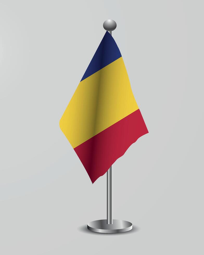 Romania National Flag on Stand.. the flag of romania on a metal pole. vector