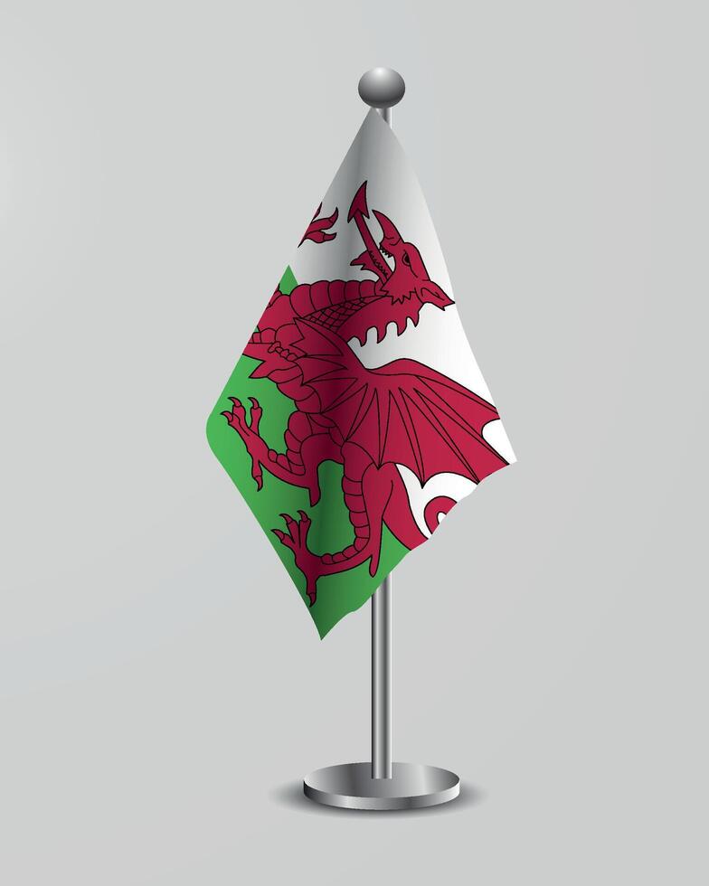 wales flag on a metal stand. flag for official meetings, conferences, official events and international events of the country. vector