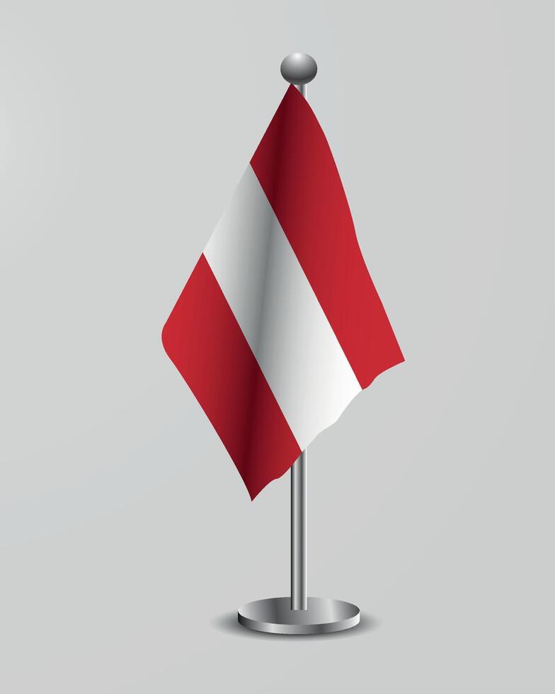 austria flag on a metal stand. flag representation for official meetings, conferences, official events vector
