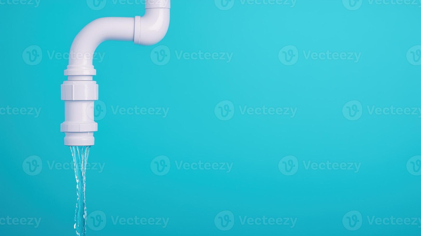Leaking Pipe With Water Against Blue Background Symbolizing Urgent Plumbing Repair and Home Maintenance Concept With Minimal Design and Clear Space for Text photo