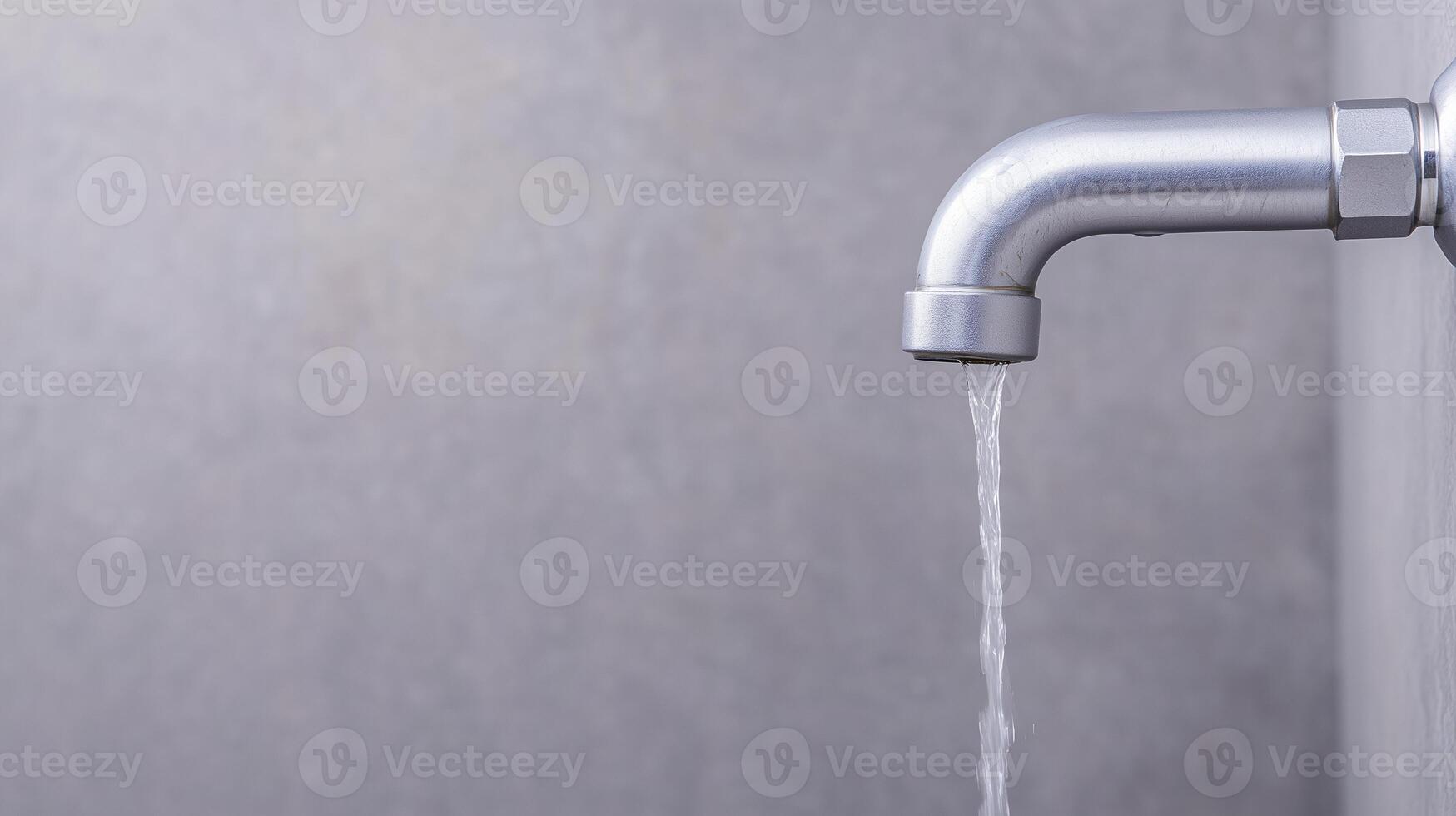 Leaking Pipe with Water Flowing Signifying Urgent Plumbing Repair and Maintenance Issues for Home photo