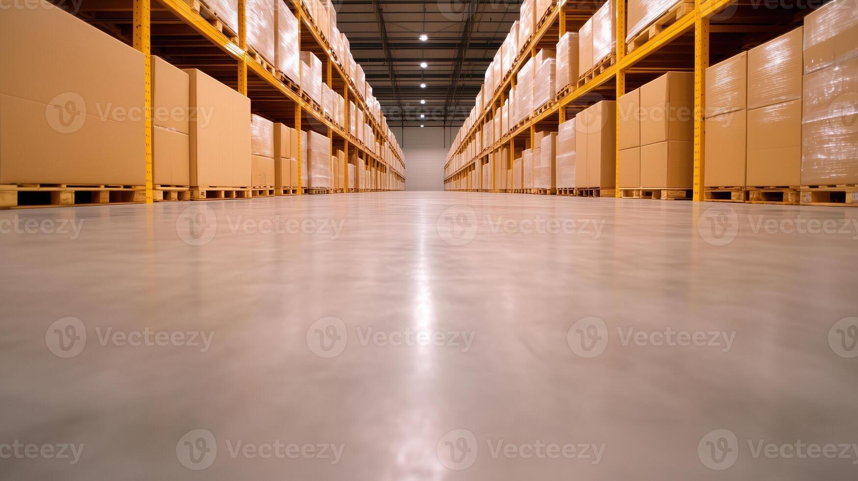 Temperature Controlled Cold Storage Facility with Cardboard Boxes on Pallets and Industrial Shelving for Efficient Warehousing Solutions photo