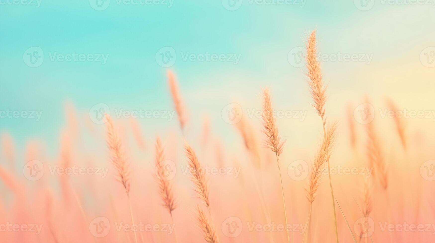Blurred Meadow with Wildflowers and Gentle Breeze Capturing a Tranquil Nature Scene in Soft Pastel Colors photo