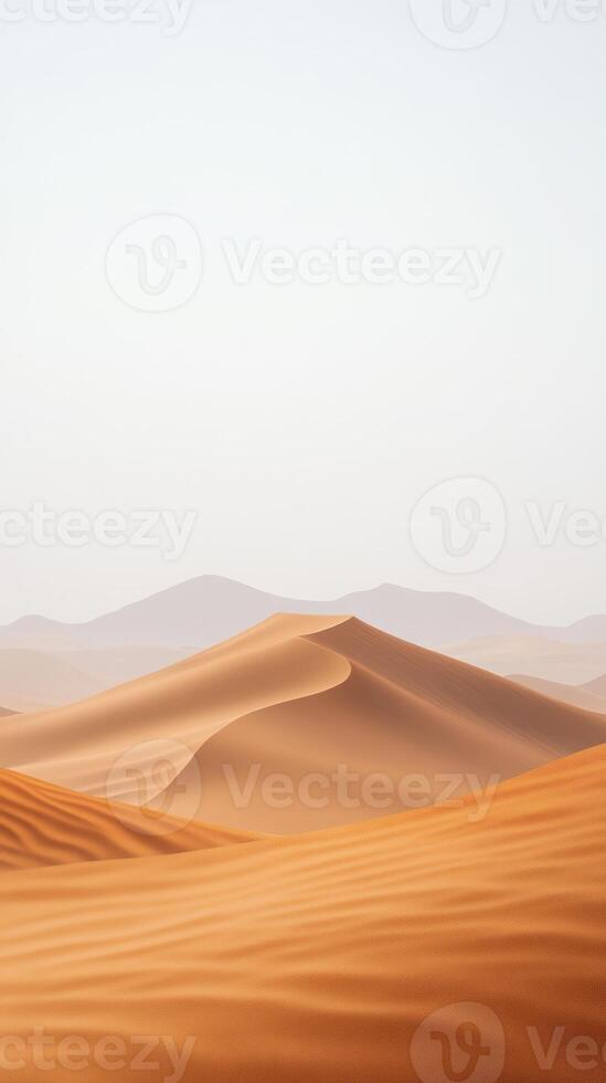 Expansive White Sand Dunes Under Clear Sky - Serene Desert Landscape With Rolling Hills and Fine Sand in Soft Light photo