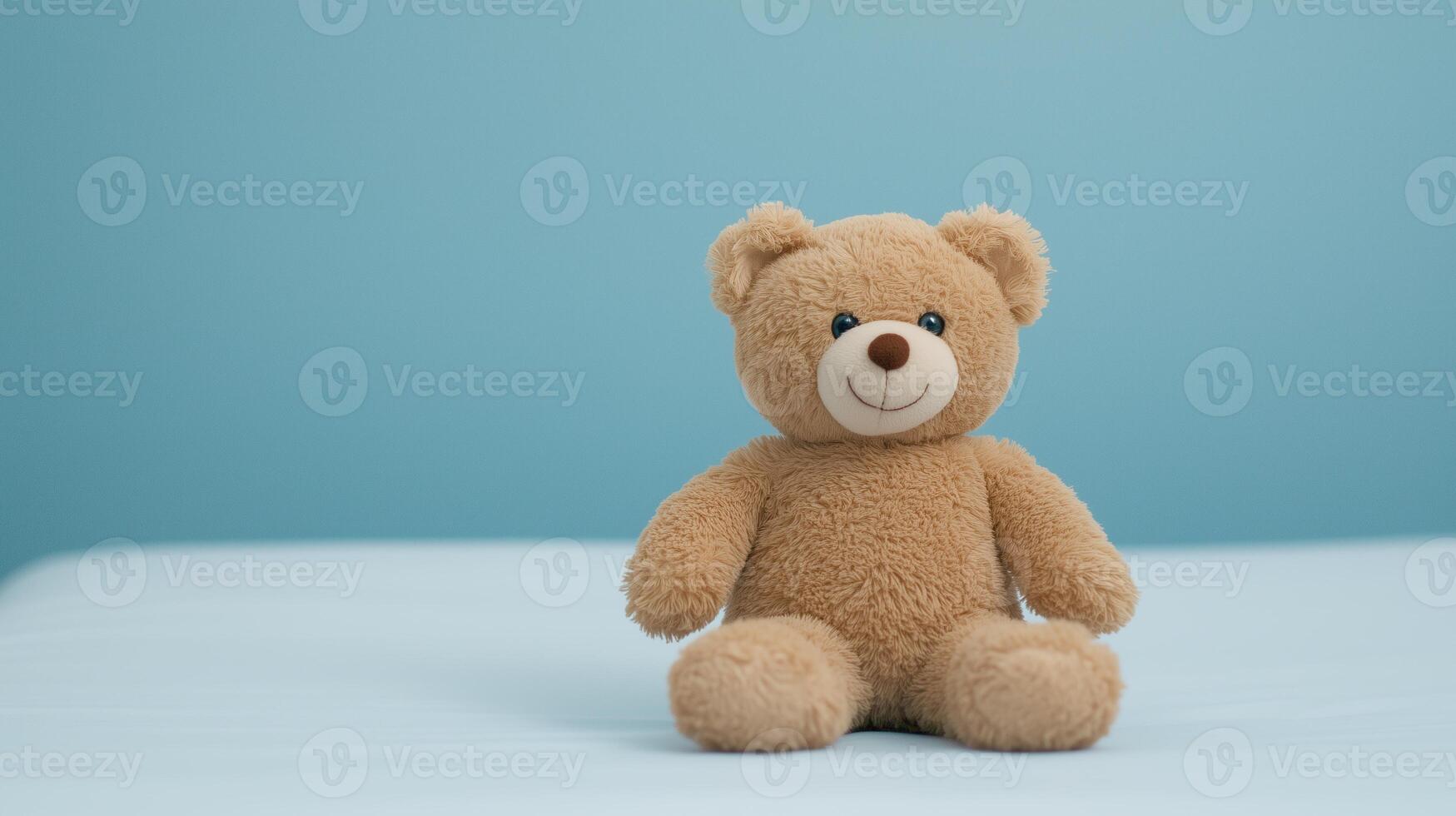 Adorable Teddy Bear Toy on Hospital Bed For Childrens Health Comfort and Pediatric Care Settings, Ideal for Healthcare Marketing and Child-Friendly Designs in Medical Environments photo
