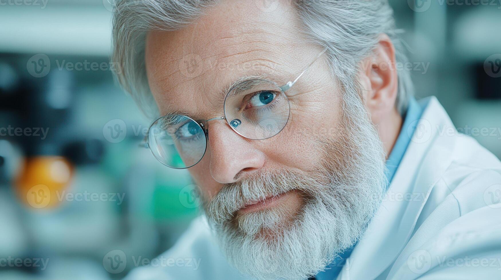 Experienced Watchmaker in White Coat Adjusting Intricate Mechanism with Precision Tools on Green Screen Background photo
