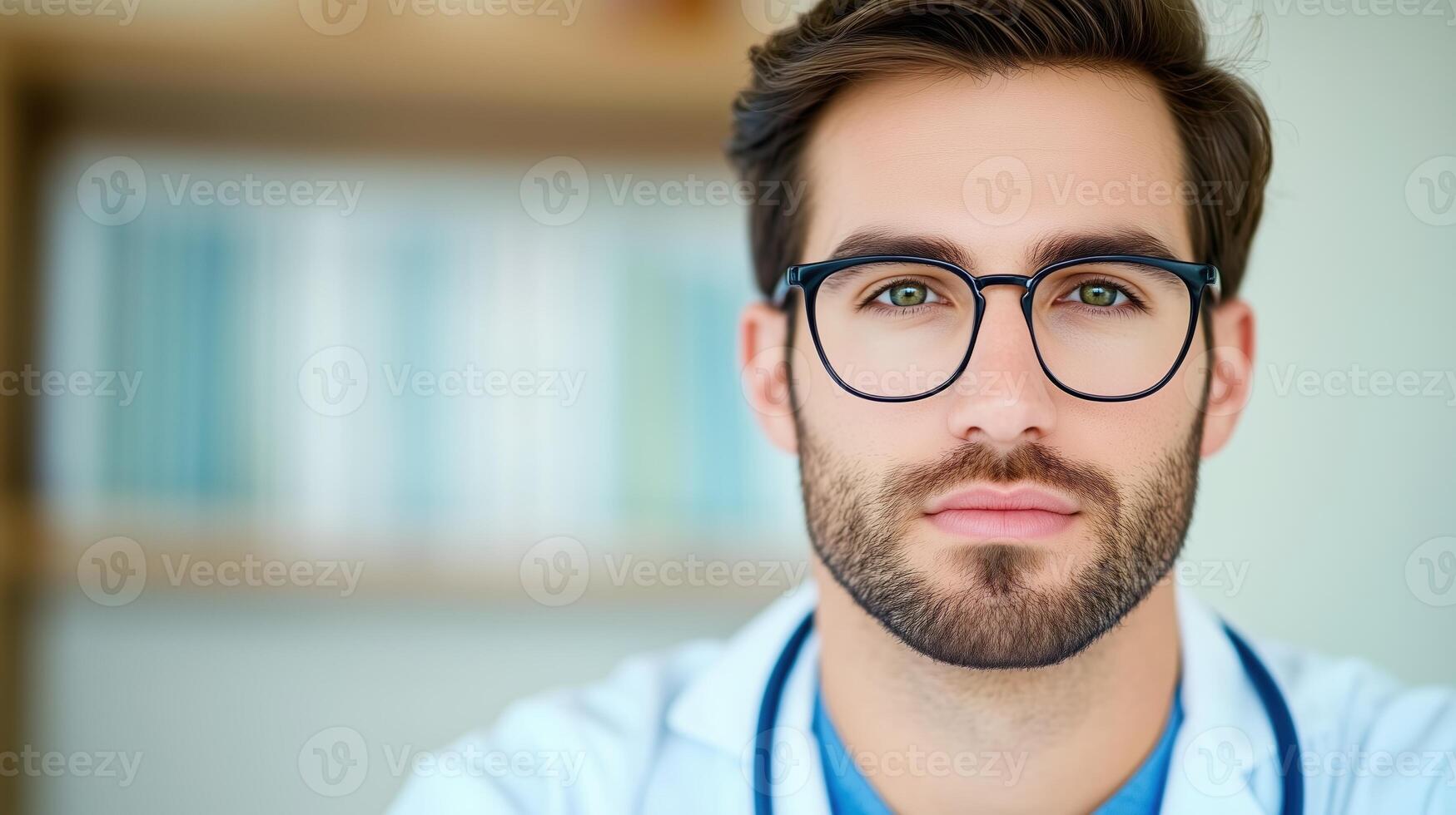 Dedicated Scientist In Modern Laboratory Setting With Glasses And Beard Focused On Research And Innovation Modern Science Perspective Reflecting Concentration And Dedication In Scientific Work photo