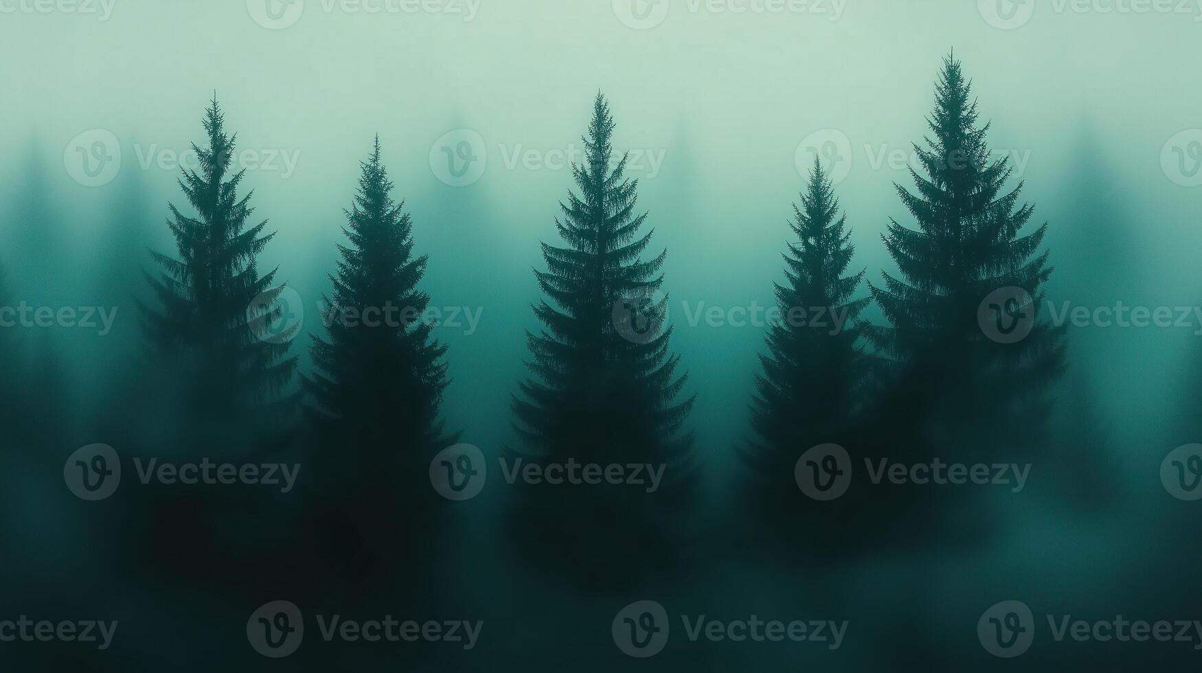 Mystical Foggy Forest Pathway with Eerie Atmosphere and Tall Dark Trees Perfect for Halloween or Fantasy Themes photo