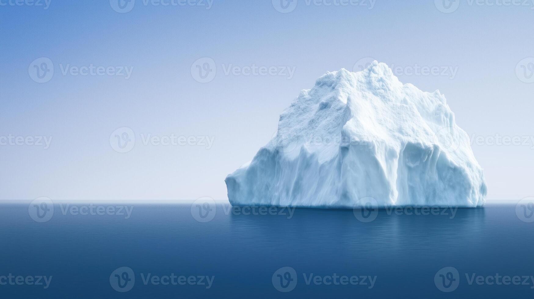 Majestic Iceberg Above and Below Water in Arctic Ocean Highlighting Climate Change in Cinematic Raw Photography photo