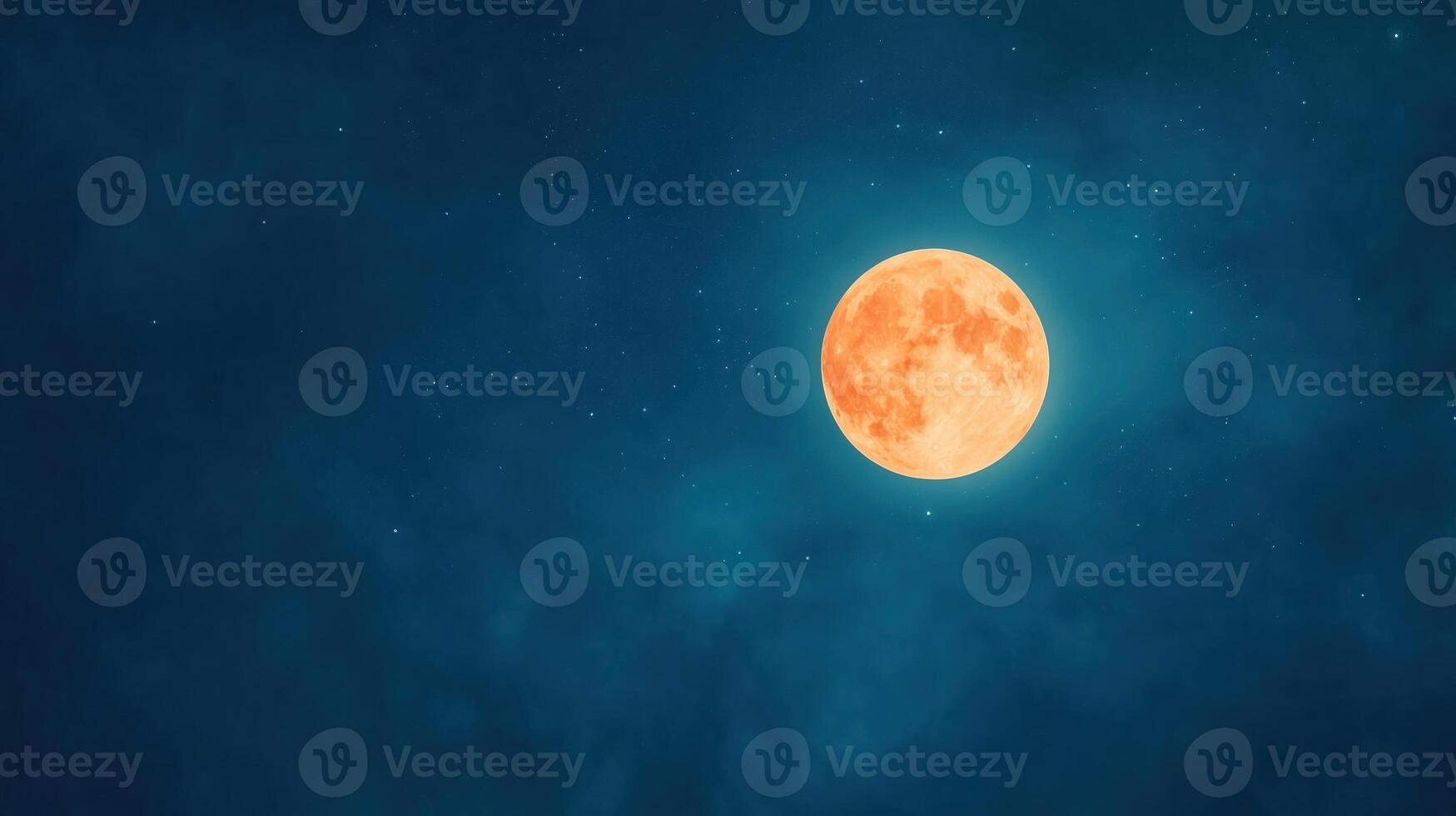 Starry Night Sky with Bright Full Moon Illuminating the Cosmos Against a Deep Blue Background, Showcasing Celestial Beauty and Tranquility for Artistic and Inspirational Design Projects photo