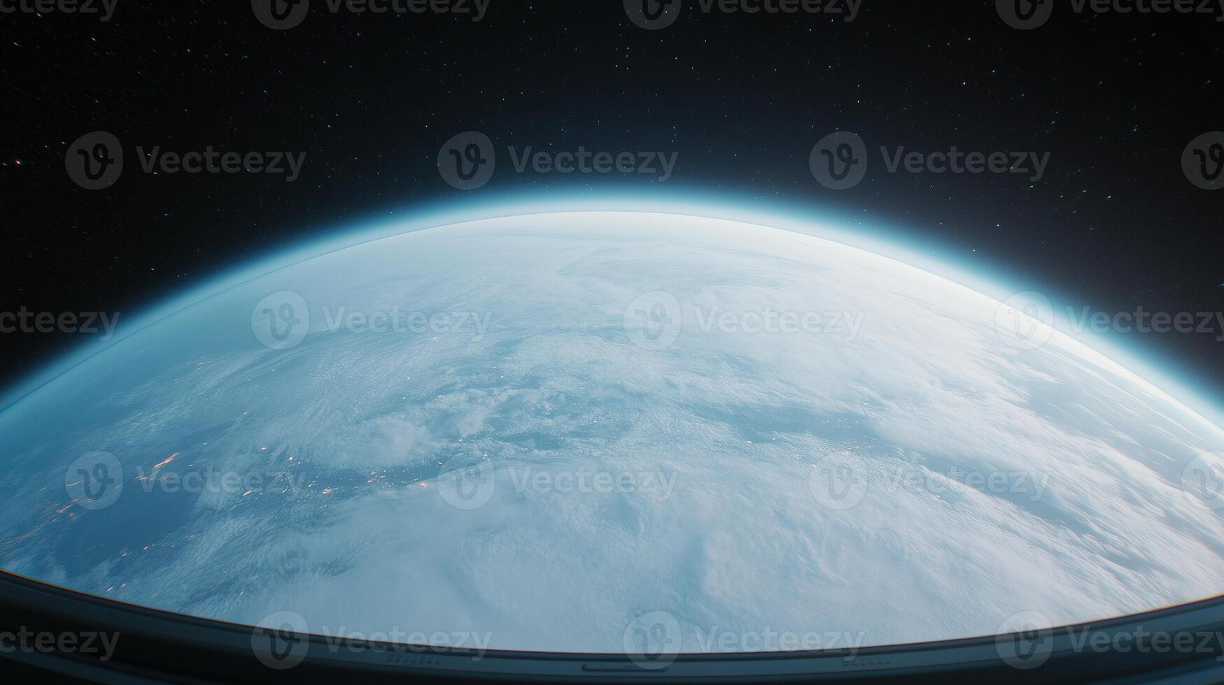 Holographic Display of Earth Rotating with Real-Time Data Visualization in Space with Stars Visible photo