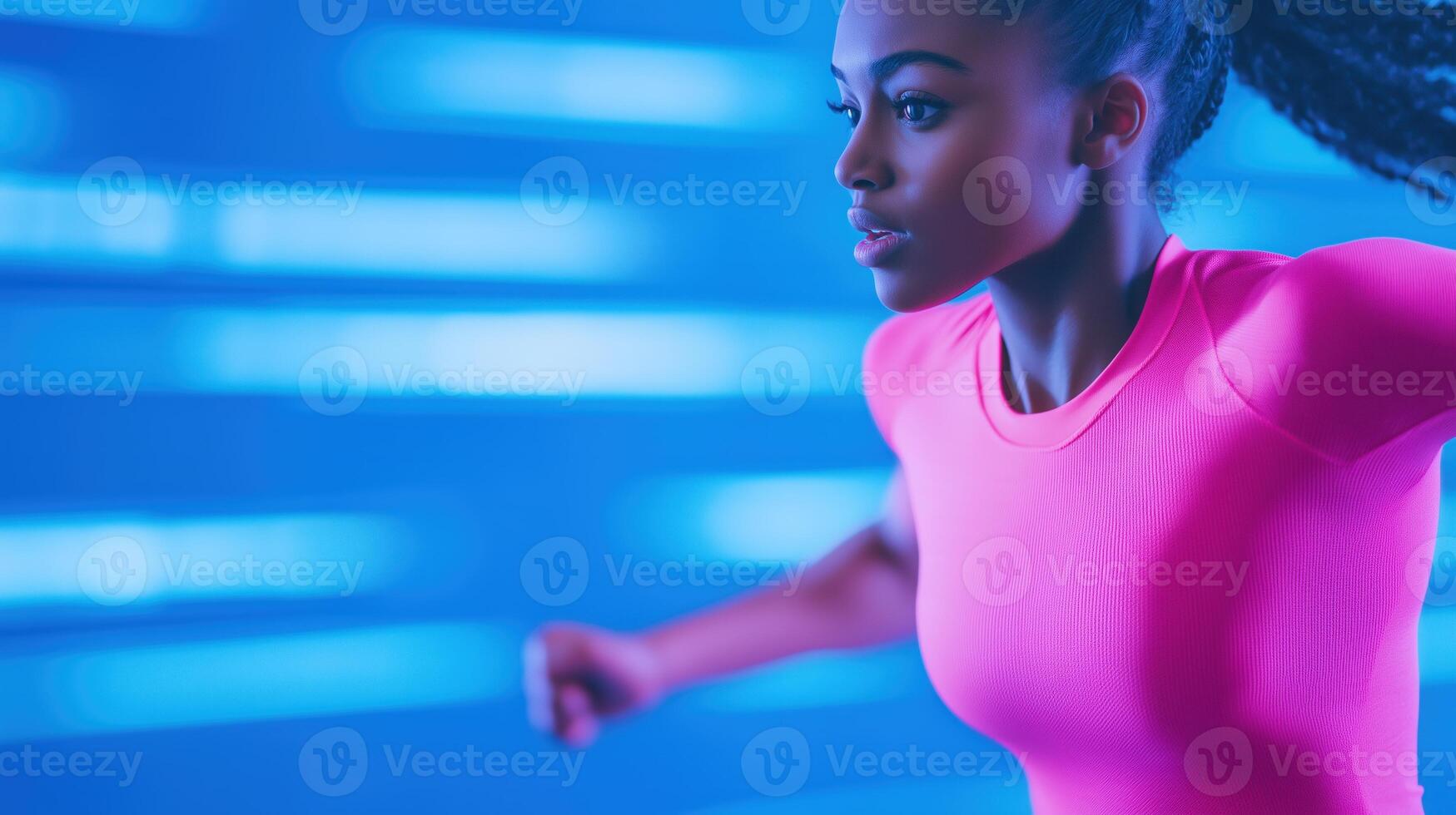 Modern Sports Technology Featuring Advanced Wearable Fitness Tracker with Motion Sensors and Biometric Analytics in Dynamic Environment for Health Monitoring in High-Tech Athletic Performance photo
