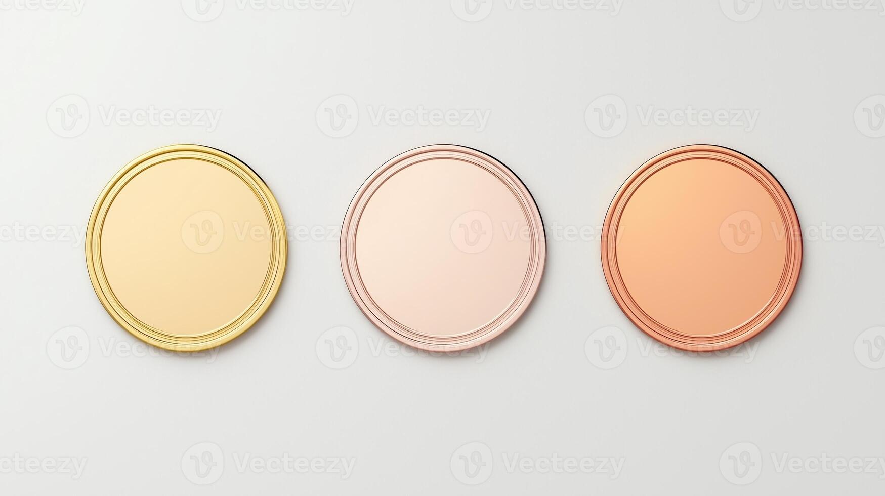 Three Winner Medals Isolated on Transparent Background Representing Gold Silver Bronze Set for Achievement and Competition Themes in Stock Photography photo