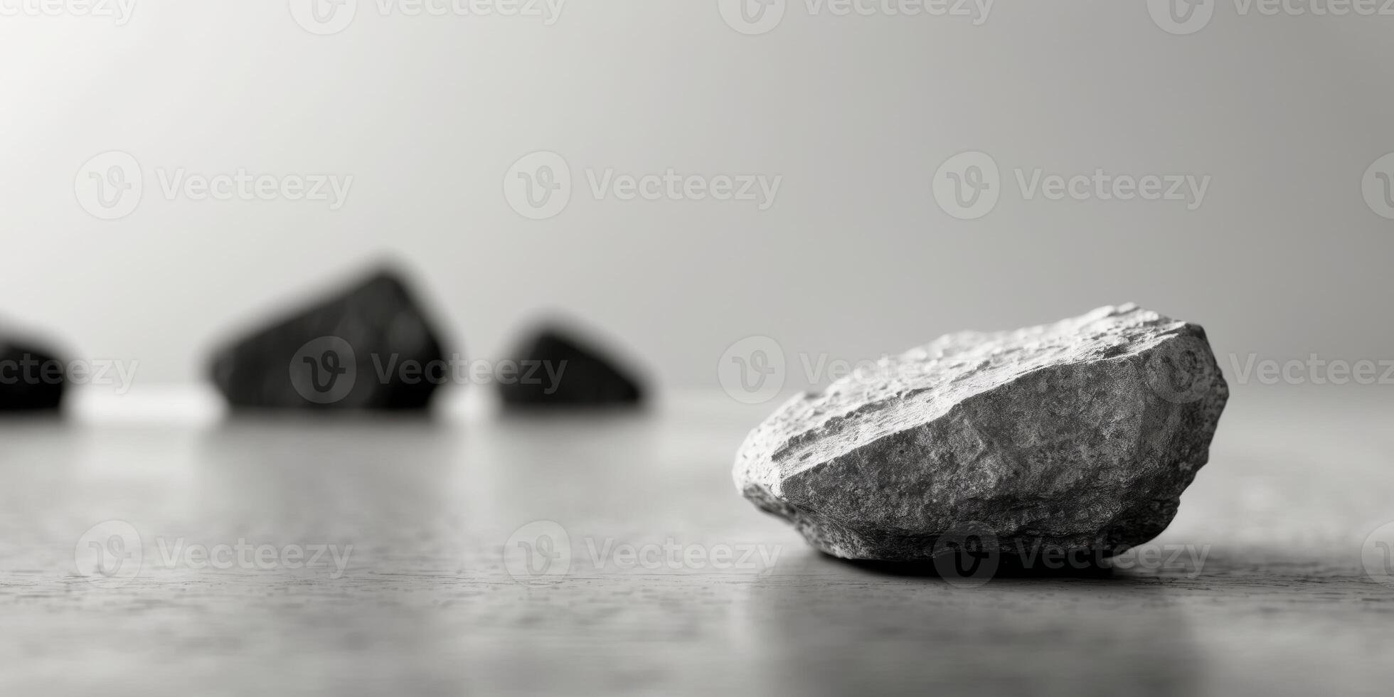 A close up of a rock with a few other rocks in the background photo