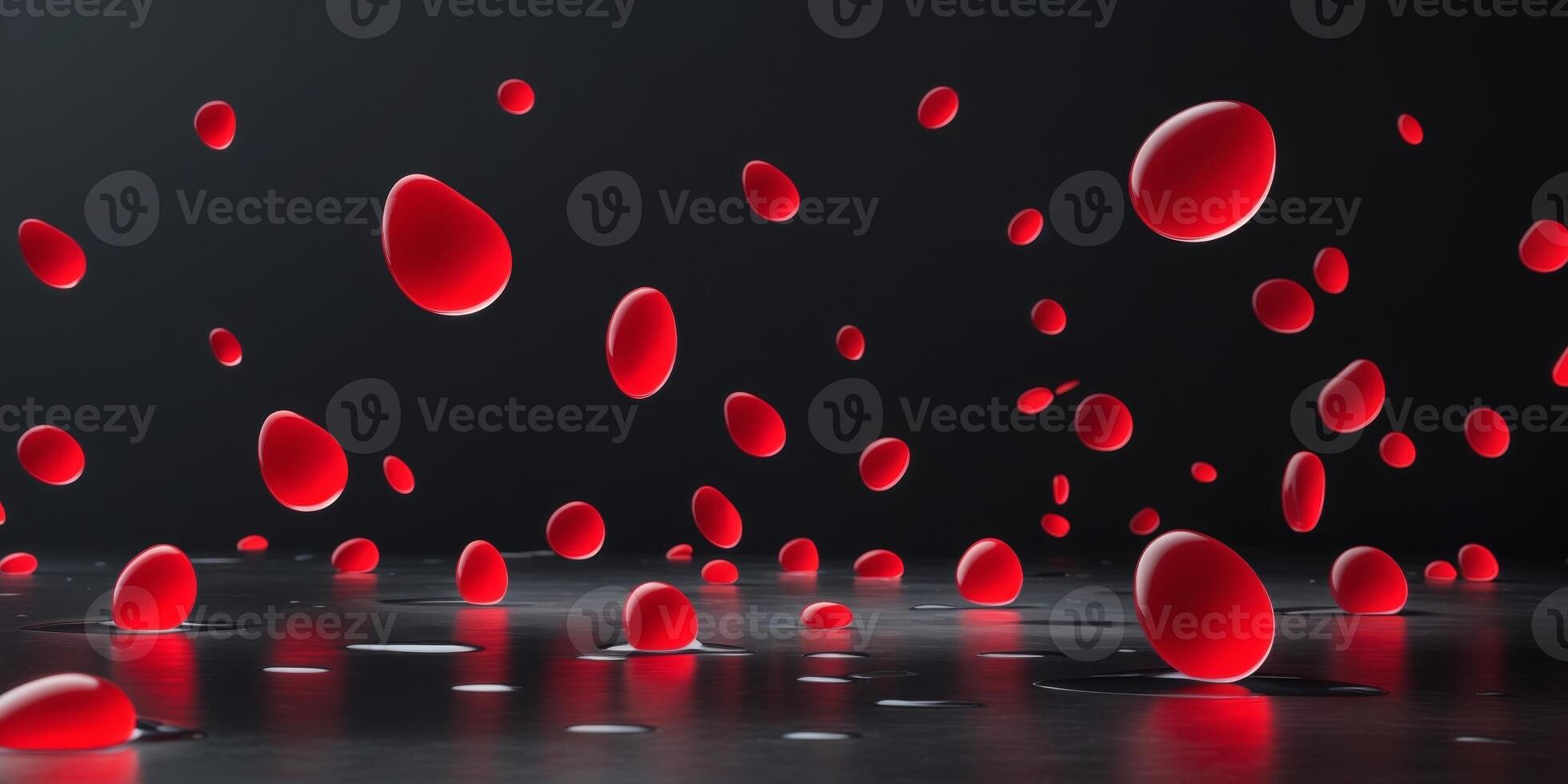 true black Background red foreground abstract forms floating droplets photo