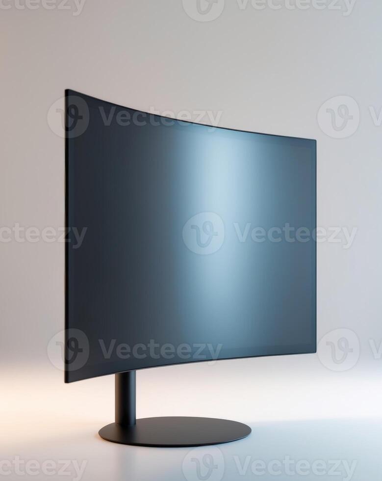 Modern Curved Black Computer Monitor Display photo