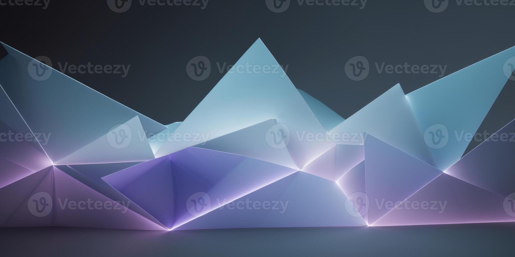 Mesmerizing geometric design of luminescent triangles gradually dissolving into darkness photo