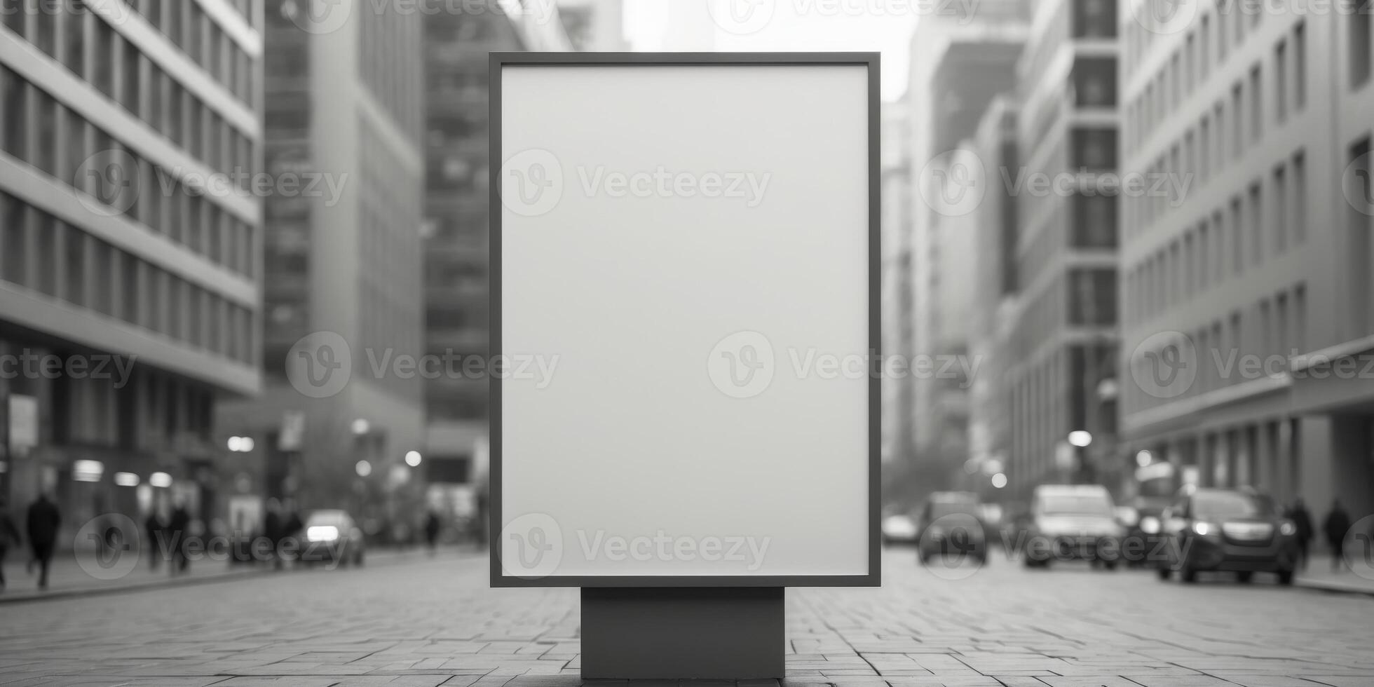 Blank Billboard in City Urban Advertising Mockup photo