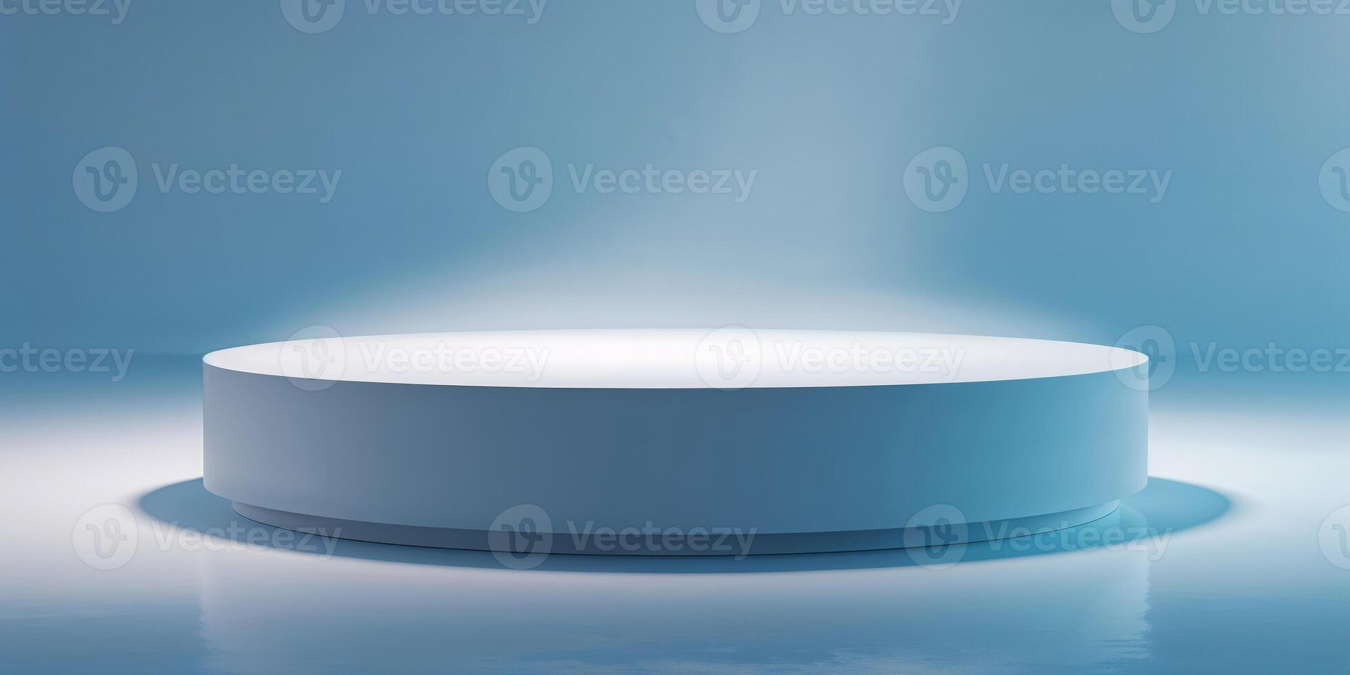 elevated cylindrical display platform blue haze photo