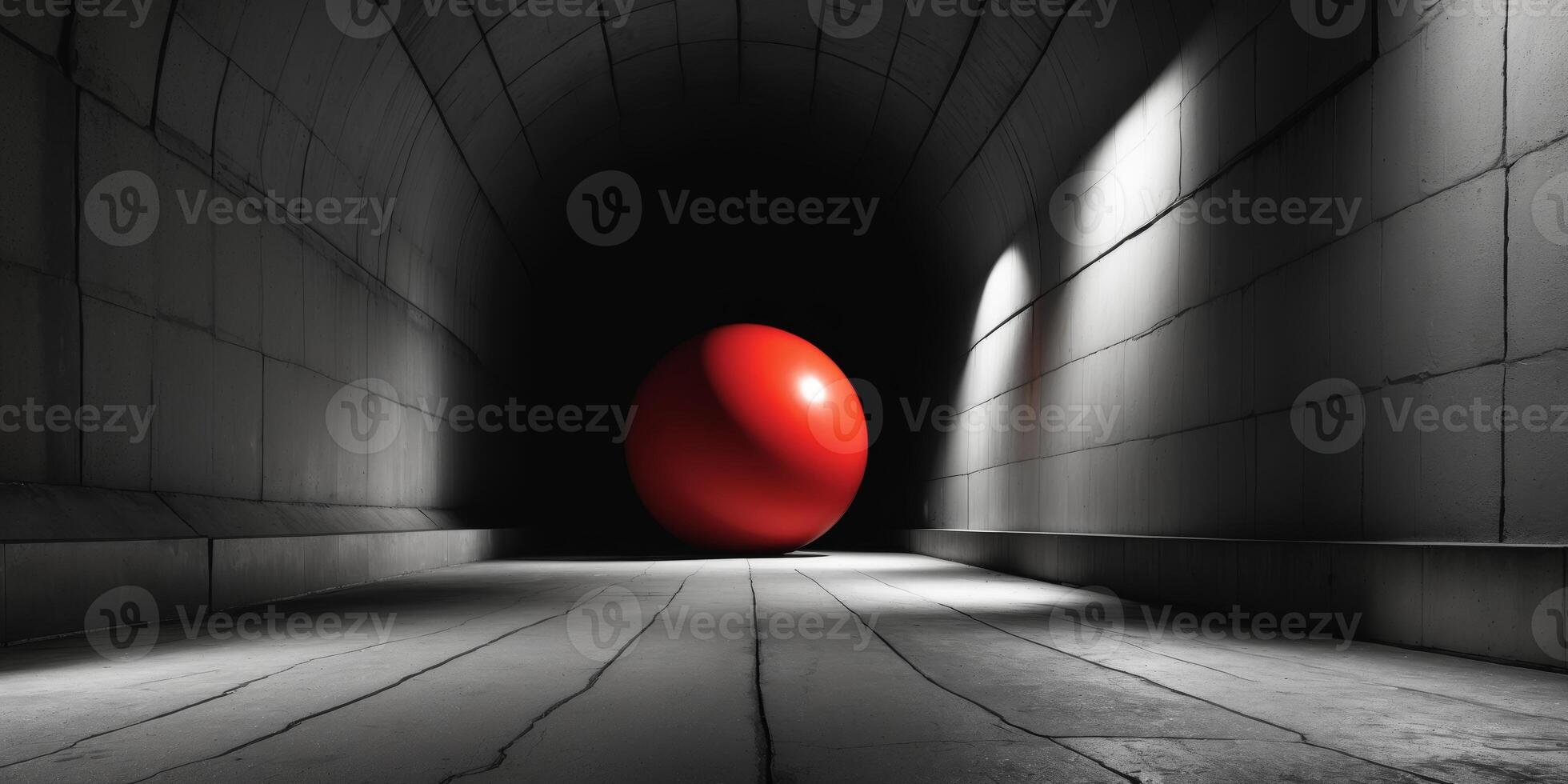 A tunnel with a red ball in the middle of it photo