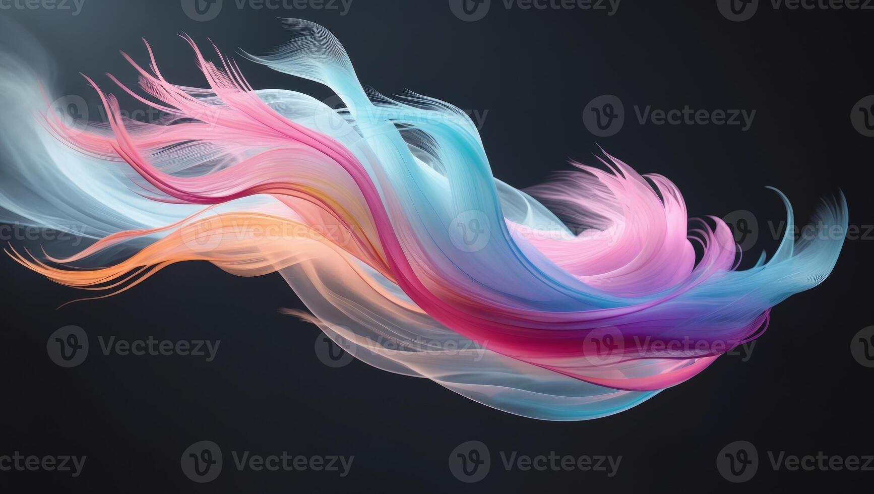 Soft Abstract Colorful Plume in Motion on Black Background - Modern Digital Art ConceptSoft Abstract Colorful Plume in Motion on Black Background - Modern Digital Art Concept. photo