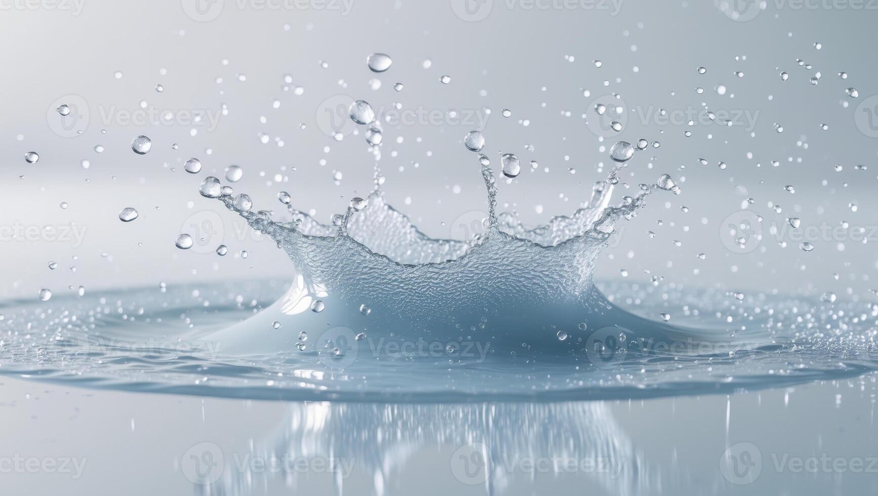 Water Splash with Droplets and ReflectionWater Splash with Droplets and Reflection. photo